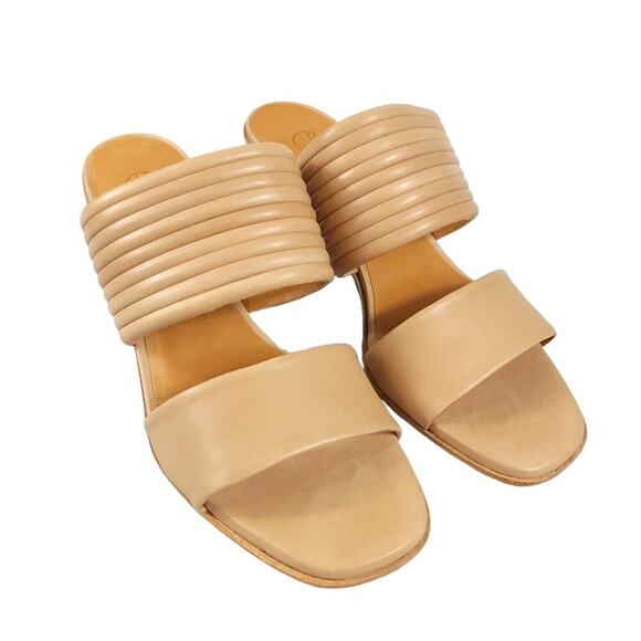 COCLICO Bergen Sandals Wood Block Heel Leather Sandal Natur Camel - Picture 2 of 13